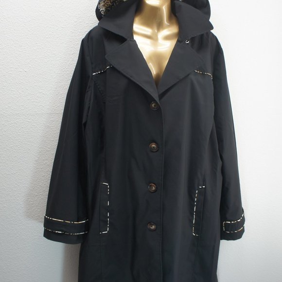 Chicos black hooded trench coat size 4 - Picture 2 of 4